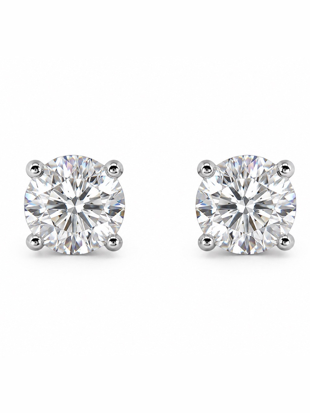 2CT 6mm Moissanite Stud Earrings 1CT Each 925 Sterling Silver